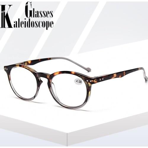 +1.0 1.5 2.0 2.5 3.0 3.5 Finished Reading Glasses Men Women Blue Light Blocking Spectacle Round Eyeglasses Glasses Leopard Frame