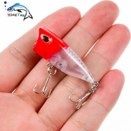 1PC Fishing Tackle Fishing Lures 6 Colors 4cm 3g Popper Lures Bass Baits 8# Hook Fishing Bait