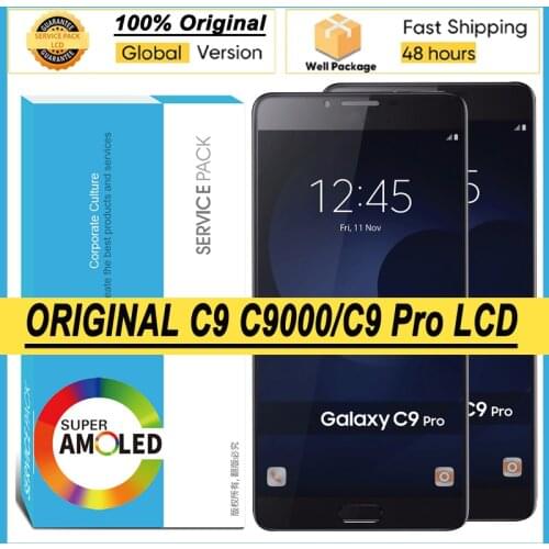 100% Original Amoled 6.0'' Display for Samsung Galaxy C9 Pro C9000 C9 Full LCD Touch Screen Digitizer Assembly Repair Parts