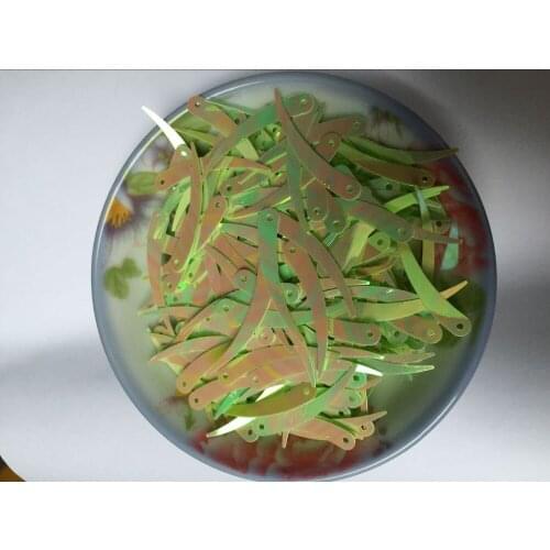 1000pcs Chilli Ivory Shape Sequins 5*32mm PVC Flat Paillette Garment Decoration Ivory 1 Hole Green AB