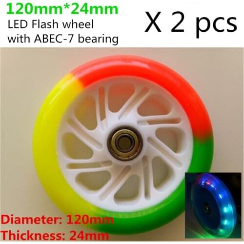 110mm 120mm Scooter LED Flash Wheel with 24mm 28mm Thickness Adults Kids Scooter Tyre Durable PU Flash LED Beads Magnetic Cell 2