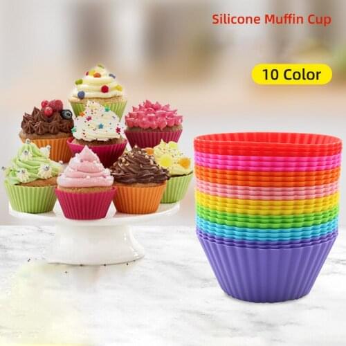 Baking necessary 12pcs Round Shaped Silicone Cake Mold Muffin Cups Soap Mold Pudding Jelly molds (6 Color in Random)