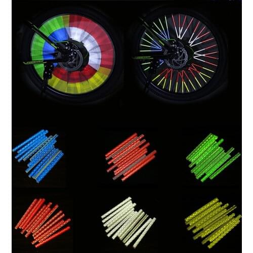 12pcs Bicycle Reflector Strip Wheel Rim Spoke Mount Clip Tube Safety Warning Light Mountain Bike Reflective Strip Cycling Light