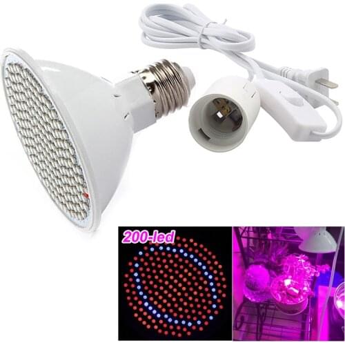 200 led Plant Grow Light Lamp Bulbs With Ac Power Cable Adapter vegetable Flower Growth Growing For Indoor Greenhouse