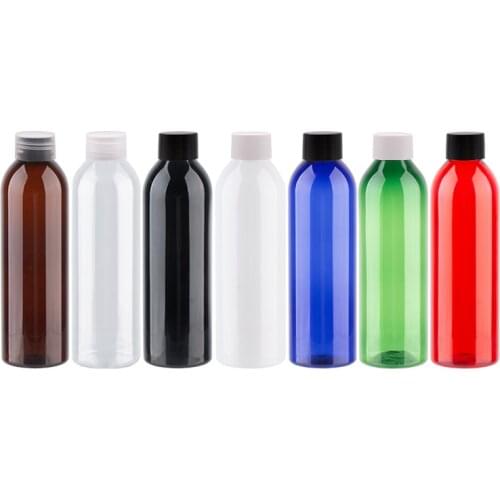 250ml Empty Black White Cosmetic PET Bottle 250cc Colored Plastic Bottle Container With Screw Top Cap DIY Shampoo Shower Gel