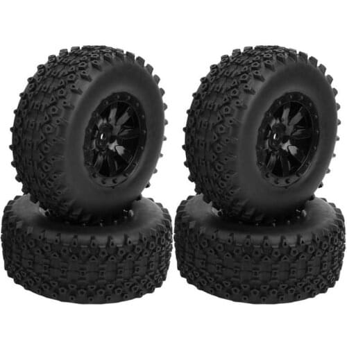 4Pcs 110mm Rubber RC Tires for 1/10 Short Range Truck Traxxas/Slash/HPI/VKAR/Redcat/HSP Repair or Refit Parts