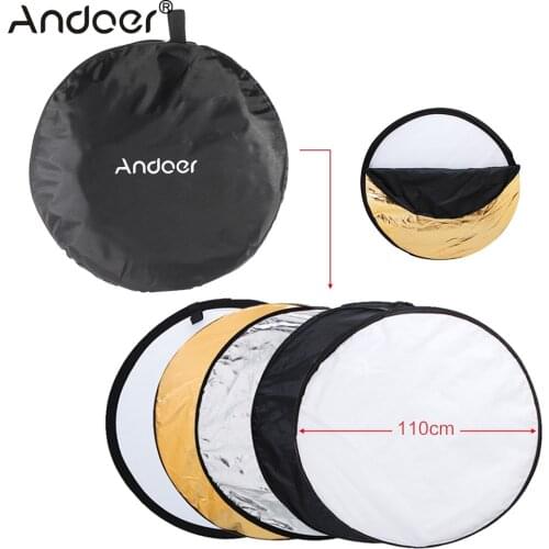 Andoer 43" 110cm Disc 5 in 1 Multi Portable Collapsible Photography Studio Light Reflector (Gold/Silver/White/Black/Translucent)