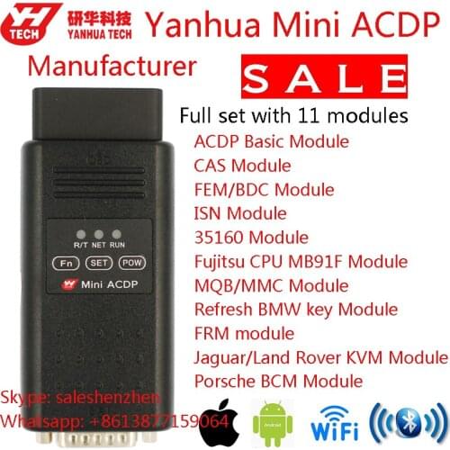 Free shipping!Best Key Programmer Full Set 11 Modules Yanhua Mini ACDP for BMW CAS FEM Land Rover KVM Porsche BCM V W MQB