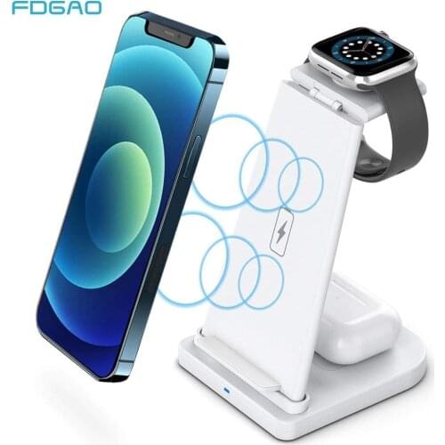 3 in 1 Qi Wireless Charger Station 15W Fast Charging for Samsung S20 S10 iPhone 12 11 XS XR X 8 Apple Watch 6 5 4 3 Airpods Pro