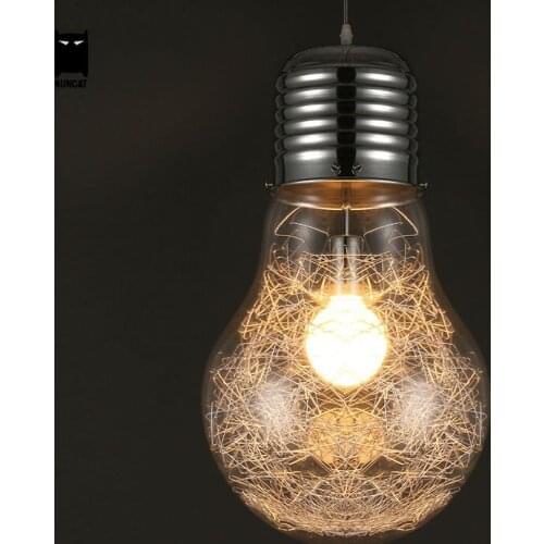 28cm Silver Glass Edison Big Bulb Pendant Light Fixture Loft Nordic Art Deco Hanging Lamp Luminaria Design for Home Kids Bedroom