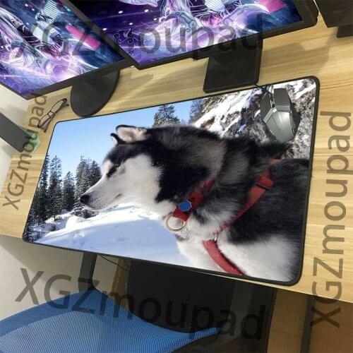 XGZ Animal Pet Snow Dog Husky Custom Large Mouse Pad Precision Black Lock Edge Computer Keyboard Desk Mat Rubber Non-slip Xxl