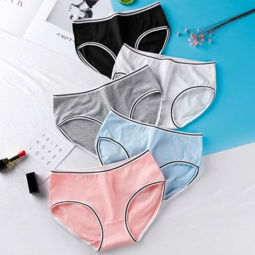 Elifashion Simple & Fresh Girl Pure Color Female Cotton Underwear Low Waist Bag Hip Women Panties