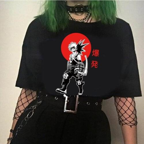 My hero academia Anime Manga T Shirt New Funimation bakugou katsuki Cartoon Nice Loose T-shirt Men Cotton Tee Shirt