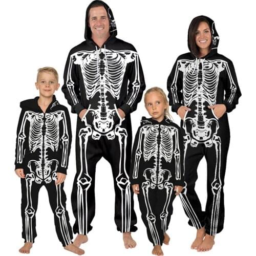 Family Matching Outfits Autumn Winter 3D Print Parent Child Long Sleeved Fleece Jumpsuit Father Mother Kid Boy Girl Home Clothes