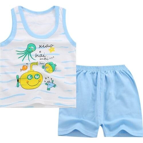 Childrens vest set 2019 summer cotton boys and girls sleeveless vest shorts set body suit baby clothes kids clothing set