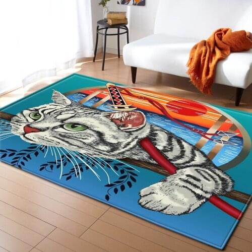 Cute Cat Pattern 3D Printing Carpets For Living Room Bedroom Decor Big Rug Flannel Kids Crawl Rugs Play Child Area Mats Cartoon