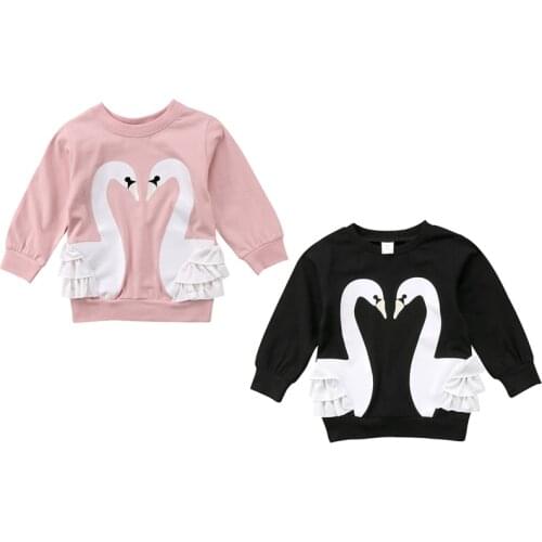 Cute Children Baby Girl Cartoon Swan Pullover Hoodies Sweatshirt Tops Autumn Clothes