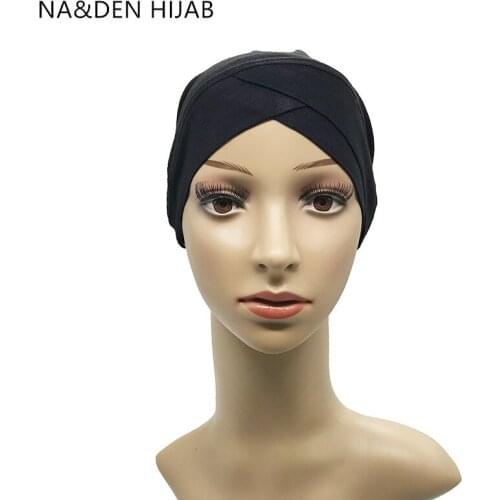 Fashion Women Criss cross tube hat Modal Muslim Headscarf Underscarf Islamic inner Cap Lady Hat Muslim Hijab 28 colors 12pcs/lot