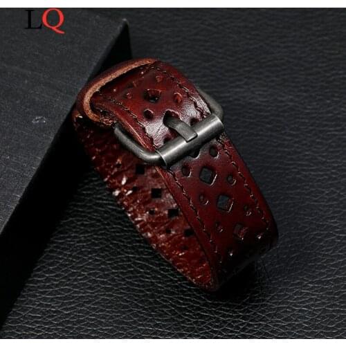 Fashion Jewelry Combination Brown Color Leather Stainless Steel Buckle Men Bracelet Women Hot Selling For Birthday Simple Gift