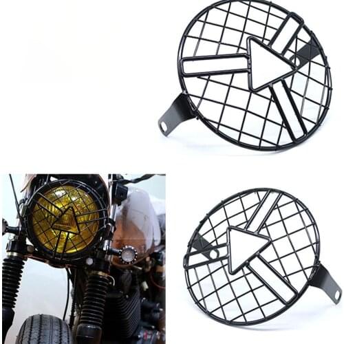 Motorcycle Vintage Universal Headlight Protector Retro Grill Light Lamp Guard Cover 7 inch for Harley Chopper Cafe Racer
