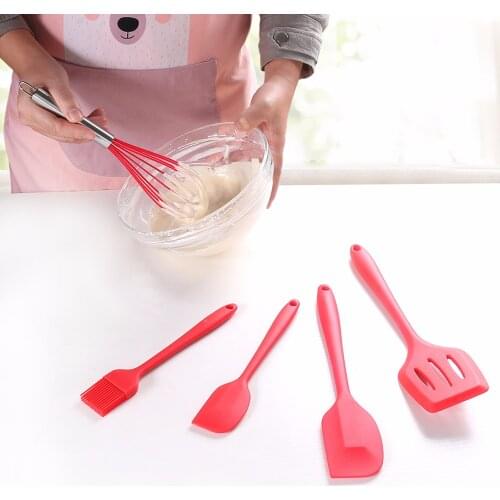 5 Pieces Silicone Cooking Utensils Spatula Set Non-Stick Heat-Resistant Turner for Cooking Baking Kitchen Tools with Oil Brush