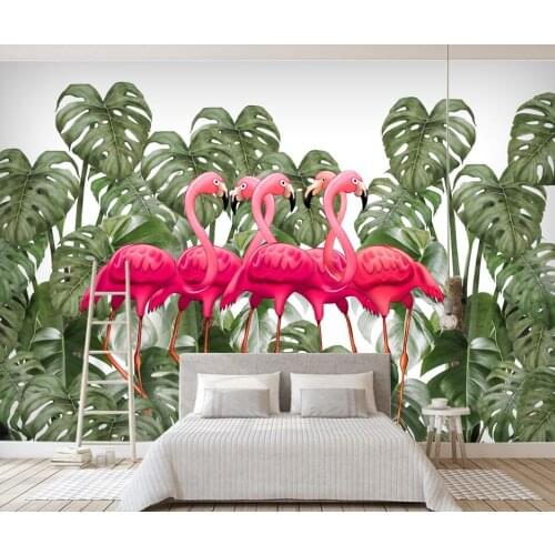 Custom wallpaper Turtle leaf flamingo background wall size can be customized wallpaper mural 3d wallpaper wall for