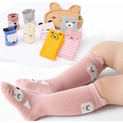 Boy Girl Pattern Animal Non-Slip Knee High Sock Baby Fox Cat Cotton sweet Cartoon Infant Toddlers Socks