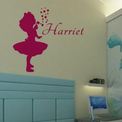 New The Bedroom Decoration Little Girl Blowing Bubbles Wall Sticker Home Decor Vinyl Decals Wallpapers For Nursery Girl Baby