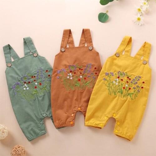 Autumn Spring Baby Girl Clothes Flower Embroidered Jumpsuit Infant Boy Jumpsuit Newborn Clothing Overalls
