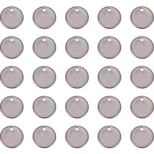 Pandahall 8x0.6mm 304 Stainless Steel Blank Stamping Tag Flat Round Pendants jewelry making,Stainless Steel Color ,Wholesale F70
