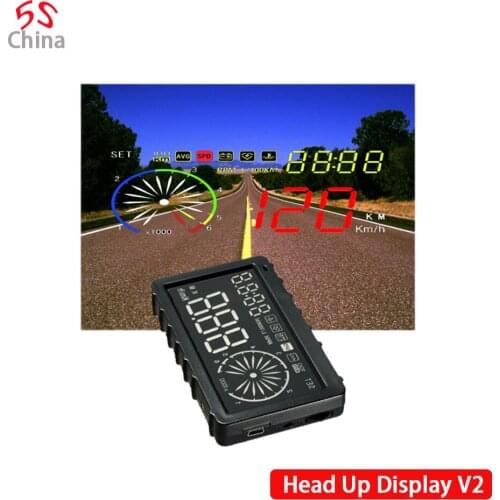 Latest Head-Up V2 Display Projector Digital Light Self-adaptive Speeding Warning Fuel OBD II EOBD Speedom