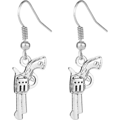 The Walking Dead Weapon Model Revolver Gun Earrings for Women Accessories Pistols Drop Earring