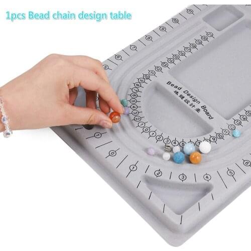 Gray Flocked Bead Board Bracelet Beading Organizer Jewelry Making Tray WorkBenches Size Measuring Plate Craft Tool Accessories