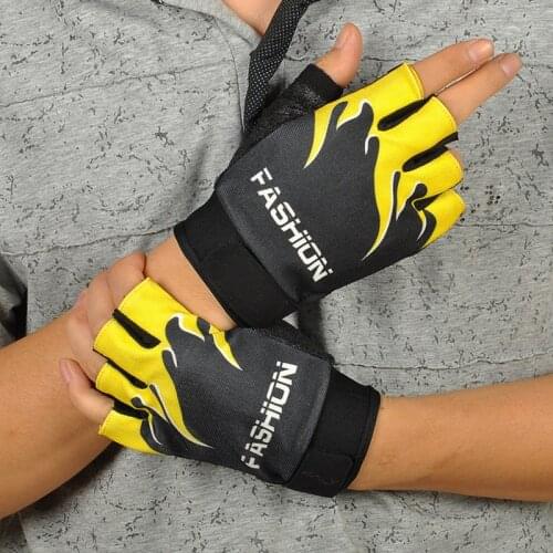 Cycling Gloves Half Finger Anti-Slip Gel Sports Bike Bicycle Glove MTB Road Riding Gloves Camping Hiking Yellow Gloves Men Women