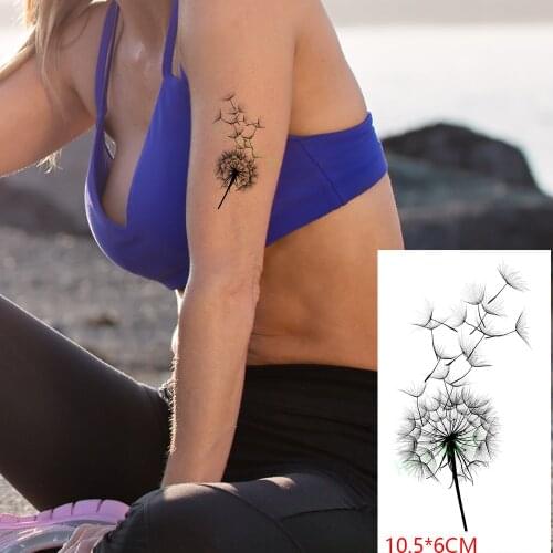 Waterproof Temporary Tattoo Sticker Dandelion Flower Plant Flash Tatoo Fake Tatto Hand Arm Neck Body Body Art for Woman Men