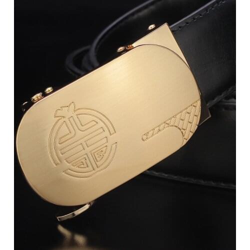 High Quality genuine leather 3.5cm wide automatic buckle belts men luxury Brand Waist strap fashion ceinture homme Casual