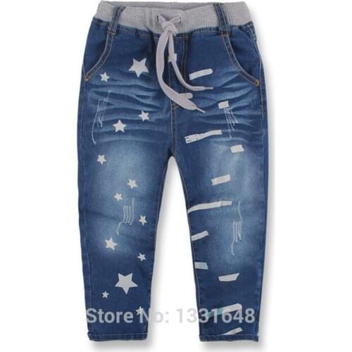 High quality 2016 autumn fashion baby boys jeans children denim pants star printed kids trousers 3-8 years
