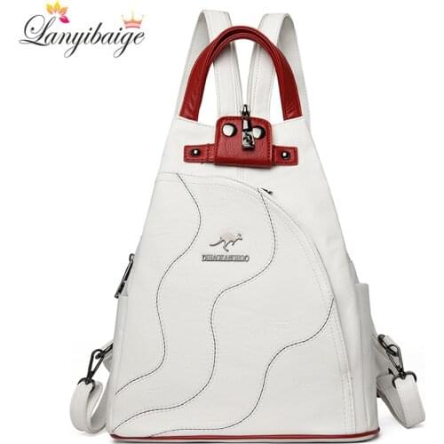 High Quality Leather Women Backpack Large Capacity School Bags for Teenage Girls Anti-theft Travel Backpack Shoulder Bag Mochila