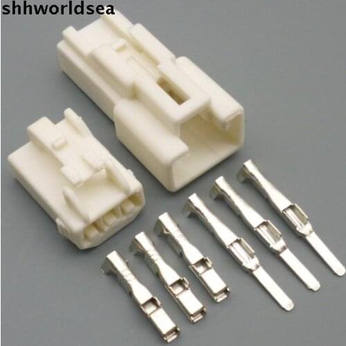Worldgolden 5/30/100sets 2.2mm 3 pin male female connector plastic housing 7282-1030 car read lamp plug