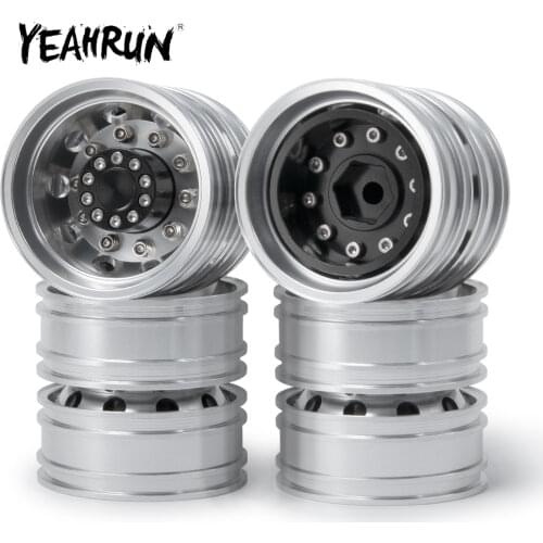 YEAHRUN 1/2/4Pcs Metal Rear Wheel Rim Hub 10 Spoke for 1:14 Tamiya Trailer Tractor Truck RC Car Parts
