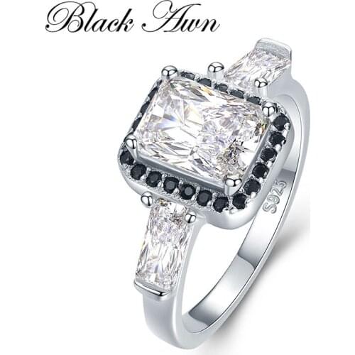 [BLACK AWN] 100% Genuine 3.4g 925 Sterling Silver Jewelry Wedding Rings for Women Engagement Ring Girl Gift C403