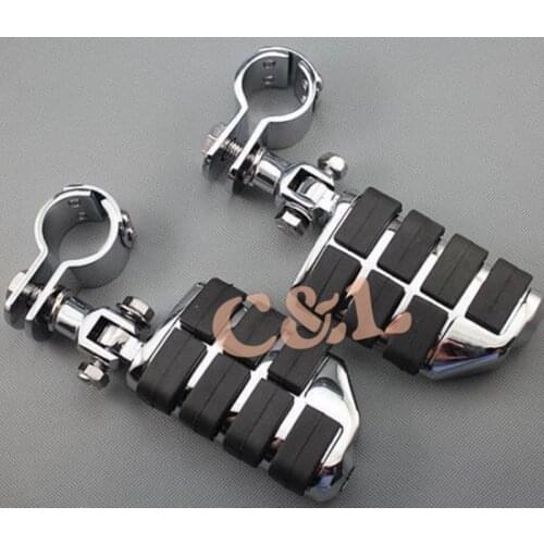 1 Set Universal Chrome Front Left & Right Foot Rest Footpegs Fit For Harley Sportster 883 XL1200