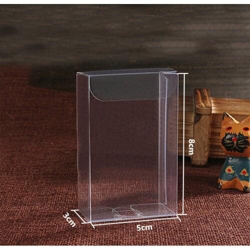 20pcs 3*5*8cm Wedding PVC Box Clear Gift Craft Cosmetic Display Box Small Jewelry Packing Holder Transparent Plastic Box