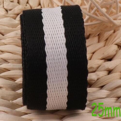 25mm Black White Striped nylon Webbing,1" Key Fobs webbing by the yard,Belt Webbing Strap trim soft cotton webbing