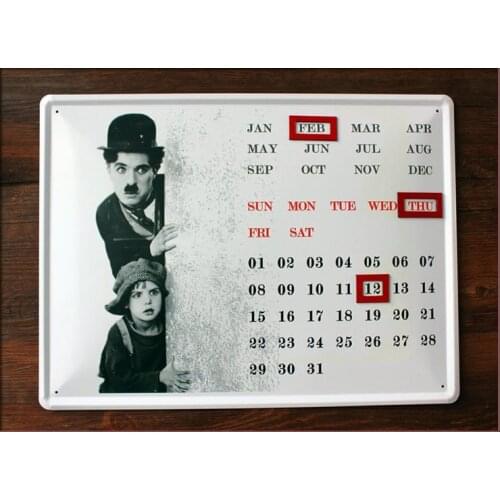 30pcs/lot Metal Sign shabby chic Classic Chaplin vintage tin sign calendar metal painting Poater decor for home club pub bar caf