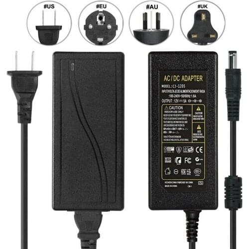 12V 5A Power Adapter Supply AC 220V To DC 12 Volt Lighting Transformer Power Adapter Charger LED Driver For LED Strip Lamp CCTV