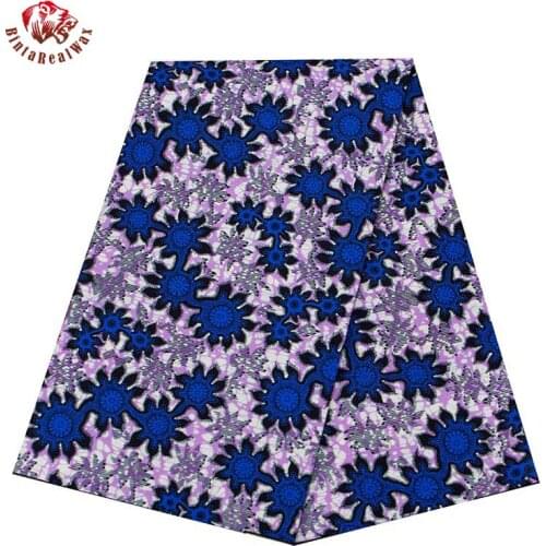 Ankara Fabric Africa Polyester Print Blue Flower African BintaRealWax High Quality 6 yards/lot African Fabric for Dress FP6324