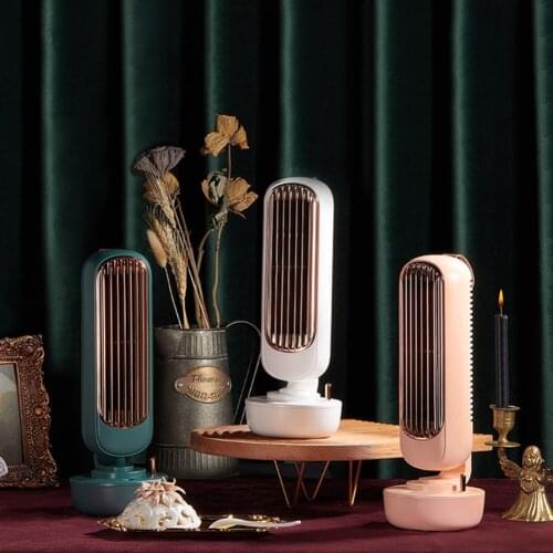 Retro Tower Fan Desktop Silent Strong Wind USB 2 IN 1 Water Spraying Fan Air Conditioner Ultrasonic Humidifier Ventilation Fans