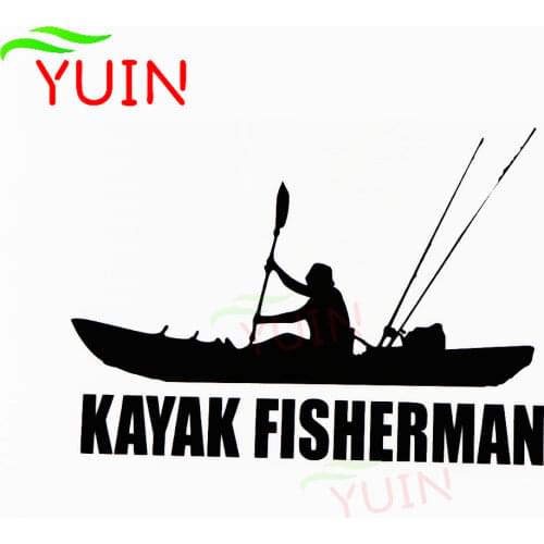 Kayak Fisherman Art Car Sticker Fashion Body Window Decoration PVC Waterproof Sunscreen Auto Decal Black/White/Red/Laser/Silver
