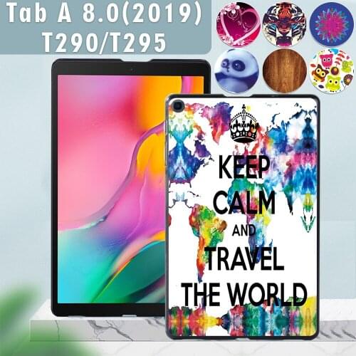 Case for Samsung Galaxy Tab A 8.0 (2019) T290/T295 Printing PC Plastic Protective back Tablet shell Cover + Free Stylus